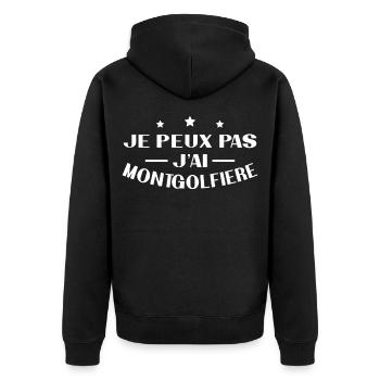 Ich kann keinen Heißluftballon haben - Unisex Premium Bio Zip Hoodie - Schwarz - Hinten - Nico (187cm)