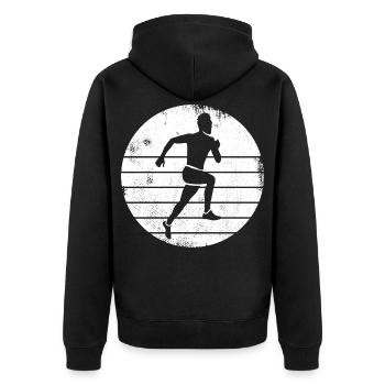 Bishop - Unisex Premium Organic Zip Hoodie - black - Back - Nico (187cm)