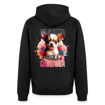 Chihuahua chiot mignon vie chien cadeau - Veste à capuche bio Premium Unisexe - noir - Dos - Nico (187cm)