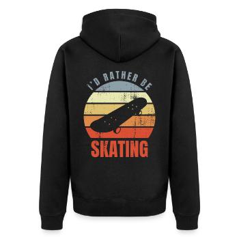 I'd Rather Be Skating - Unisex Premium Bio Zip Hoodie - Schwarz - Hinten - Nico (187cm)