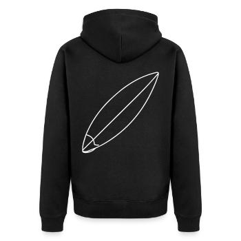 Surfbrett Zeichnung - Unisex Premium Bio Zip Hoodie - Schwarz - Hinten - Nico (187cm)