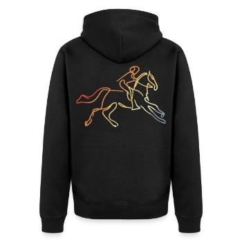 Equestrian Vintage Look - Unisex Premium Organic Zip Hoodie - black - Back - Nico (187cm)