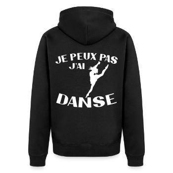 Ich kann nicht, ich habe Tanz - Unisex Premium Bio Zip Hoodie - Schwarz - Hinten - Nico (187cm)