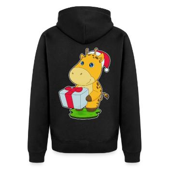 Giraffe Christmas Package - Unisex Premium Organic Zip Hoodie - black - Back - Nico (187cm)