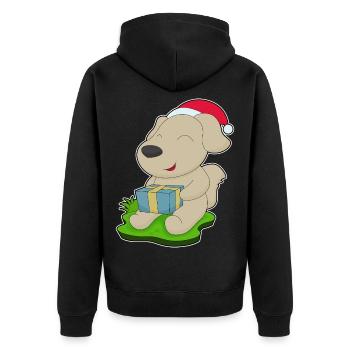 Dog Christmas Package - Unisex Premium Organic Zip Hoodie - black - Back - Nico (187cm)