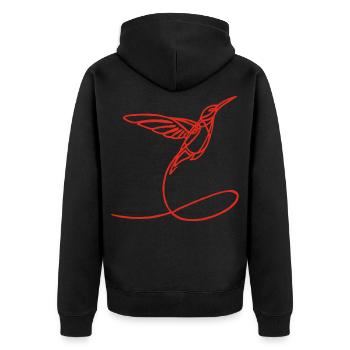 Roter seltsamer Vogel - Unisex Premium Bio Zip Hoodie - Schwarz - Hinten - Nico (187cm)