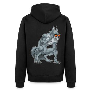 Werwolf Halloween Sonnenbrille - Unisex Premium Bio Zip Hoodie - Schwarz - Hinten - Nico (187cm)