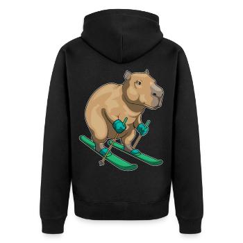 capybara, skieur, skieur, sports d’hiver - Veste à capuche bio Premium Unisexe - noir - Dos - Nico (187cm)