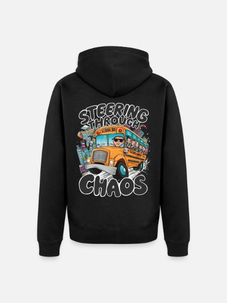 Schulbus Fahrer Chaos Humor - Unisex Premium Bio Zip Hoodie - Schwarz