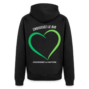 Choose organic Choose nature - Unisex Premium Organic Zip Hoodie - black - Back - Nico (187cm)