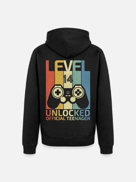 Niveau 14 : Adolescent officiel débloqué - Veste à capuche bio Premium Unisexe - noir
