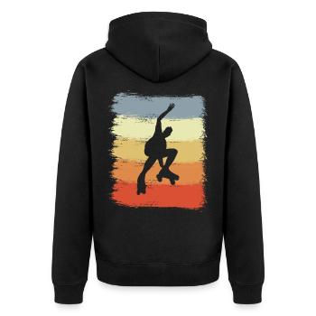 Vintage Rollschuhläufer - Unisex Premium Bio Zip Hoodie - Schwarz - Hinten - Nico (187cm)