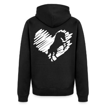 I love horses - Unisex Premium Organic Zip Hoodie - black - Back - Nico (187cm)