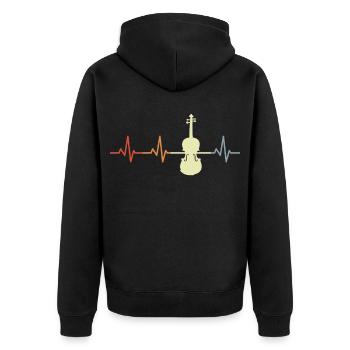 Battement de cœur ECG violon vintage - Veste à capuche bio Premium Unisexe - noir - Dos - Nico (187cm)