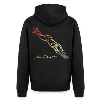 Schwimmen Vintage Look - Unisex Premium Bio Zip Hoodie - Schwarz - Hinten - Nico (187cm)