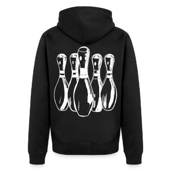 Cartoon Bowling Pins - Unisex Premium Bio Zip Hoodie - Schwarz - Hinten - Nico (187cm)