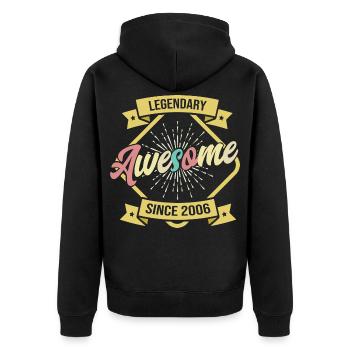 Legendary Awesome since 2006 - Unisex Premium Organic Zip Hoodie - black - Back - Nico (187cm)