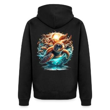 Turtles World Wonder Turtle Gift - Unisex Premium Organic Zip Hoodie - black - Back - Nico (187cm)