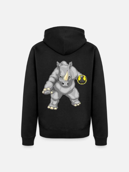 Rhino Handball Player Handball - Unisex Premium Organic Zip Hoodie - black