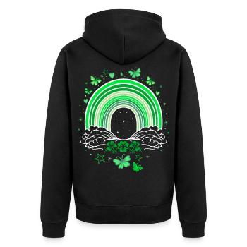 St Patrick's Day rainbow with butterflies - Unisex Premium Organic Zip Hoodie - black - Back - Nico (187cm)