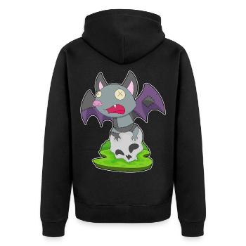 Chauve-souris Halloween crâne - Veste à capuche bio Premium Unisexe - noir - Dos - Nico (187cm)