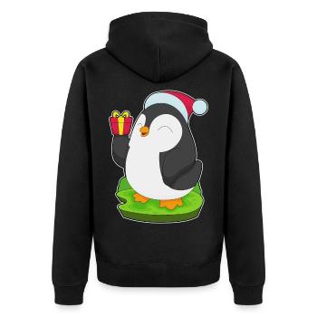 Pingouin Noël père Noël chapeau - Veste à capuche bio Premium Unisexe - noir - Dos - Nico (187cm)