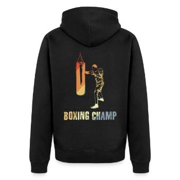 Boxing Champion - Unisex Premium Organic Zip Hoodie - black - Back - Nico (187cm)