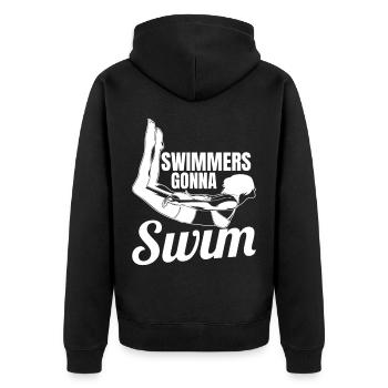 Weibliches Schwimmteam - Unisex Premium Bio Zip Hoodie - Schwarz - Hinten - Nico (187cm)