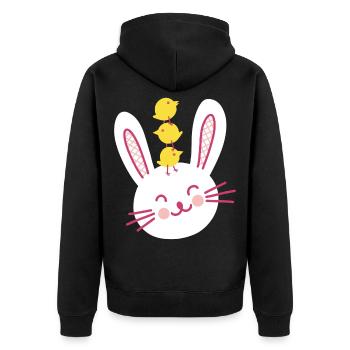 Lapin de Pâques et trois poussins mignons - Veste à capuche bio Premium Unisexe - noir - Dos - Nico (187cm)