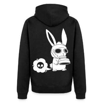 White rabbit farting - Unisex Premium Organic Zip Hoodie - black - Back - Nico (187cm)