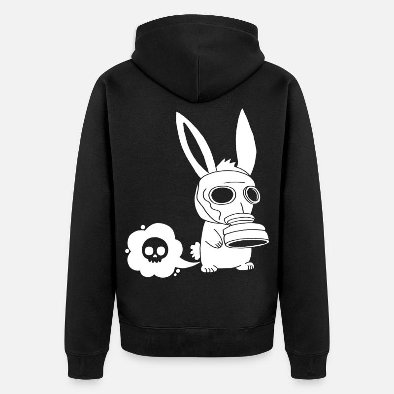 Lapin blanc qui pète - Veste à capuche bio Premium Unisexe - noir