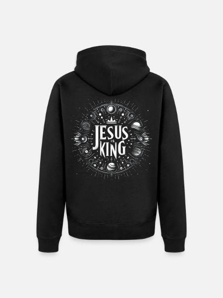Jesus is King Circle Design - Unisex Premium Organic Zip Hoodie - black