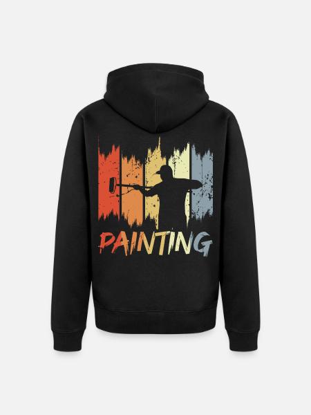 Retro Maler - Unisex Premium Bio Zip Hoodie - Schwarz
