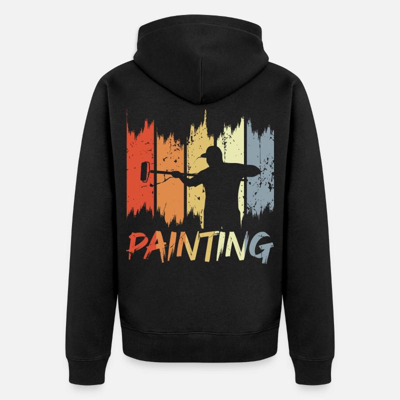Retro Painter - Unisex Premium Organic Zip Hoodie - black