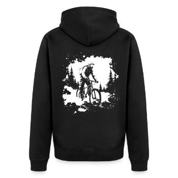 Mountain Bike Graphics - Unisex Premium Organic Zip Hoodie - black - Back - Nico (187cm)