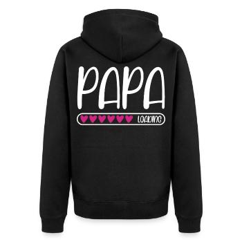 Papa loading - Unisex Premium Bio Zip Hoodie - Schwarz - Hinten - Nico (187cm)