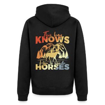 Rider Boy - Unisex Premium Organic Zip Hoodie - black - Back - Nico (187cm)