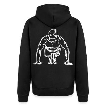 Croquis de carrossier - Veste à capuche bio Premium Unisexe - noir - Dos - Nico (187cm)