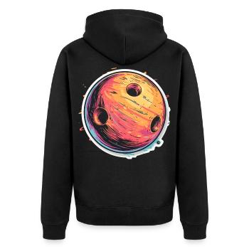 Bowlingkugel Cartoon Look - Unisex Premium Bio Zip Hoodie - Schwarz - Hinten - Nico (187cm)