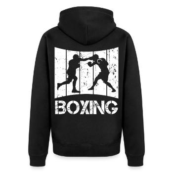 Retro Boxen - Unisex Premium Bio Zip Hoodie - Schwarz - Hinten - Nico (187cm)