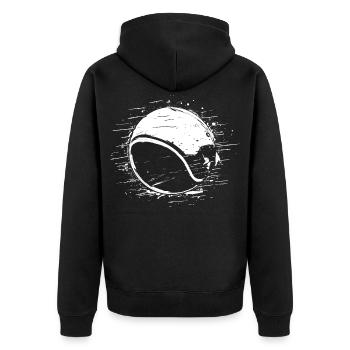 Tennisball Skizze - Unisex Premium Bio Zip Hoodie - Schwarz - Hinten - Nico (187cm)