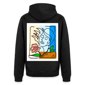 EC Woman I Flowers I GiftI Mother's Day I Women's Day - Unisex Premium Organic Zip Hoodie - black - Back - Nico (187cm)