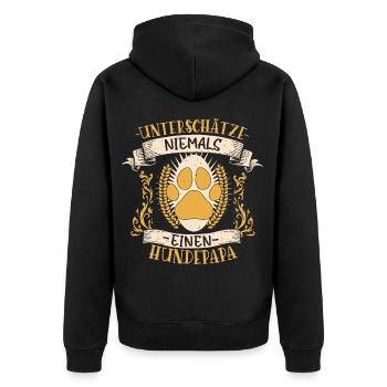 Hundepapa Hunde Herrchen Geschenk lustiger Spruch - Unisex Premium Bio Zip Hoodie - Schwarz - Hinten - Nico (187cm)