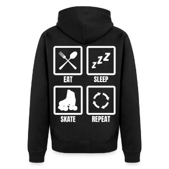 Eat Sleep Skate Repeat - Unisex Premium Bio Zip Hoodie - Schwarz - Hinten - Nico (187cm)