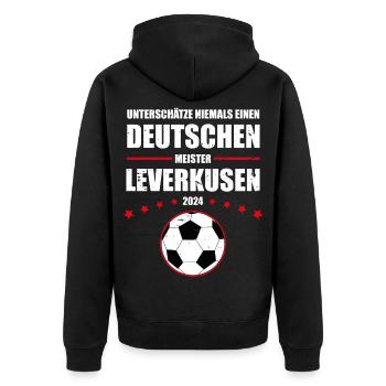 Deutscher Fußball Meister 2024 Leverkusen Retro - Unisex Premium Bio Zip Hoodie - Schwarz - Hinten - Nico (187cm)