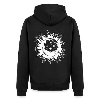 Bowling Zeichnung - Unisex Premium Bio Zip Hoodie - Schwarz - Hinten - Nico (187cm)