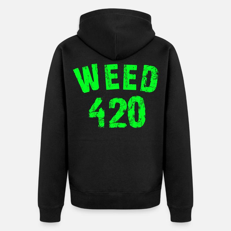 Motif 420 emblématique en vert fluo - Veste à capuche bio Premium Unisexe - noir