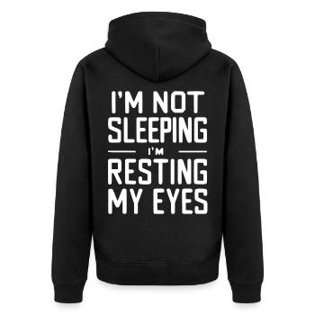 Im not sleeping Im resting my eyes - Unisex Premium Organic Zip Hoodie - black - Back - Nico (187cm)
