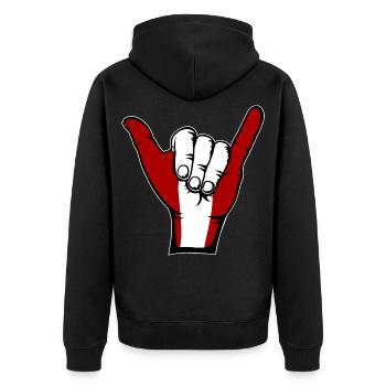 Peru Flagge Surfing Symbol - Unisex Premium Bio Zip Hoodie - Schwarz - Hinten - Nico (187cm)