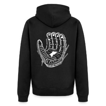 Baseball Handschuh - Unisex Premium Bio Zip Hoodie - Schwarz - Hinten - Nico (187cm)
